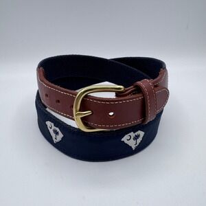 South Carolina Palmetto and Moon Web Belt Mens 32 Brass Buckle Leather Man